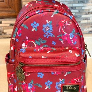 Loungefly Red Floral Disney Mini Backpack